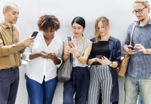People on their phones, progressives, conservatives